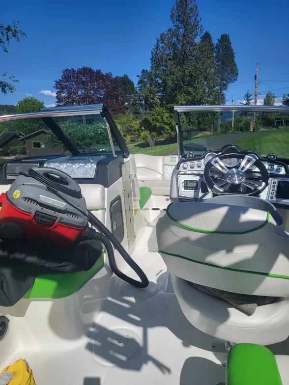 Detailed boat cockpit and helm