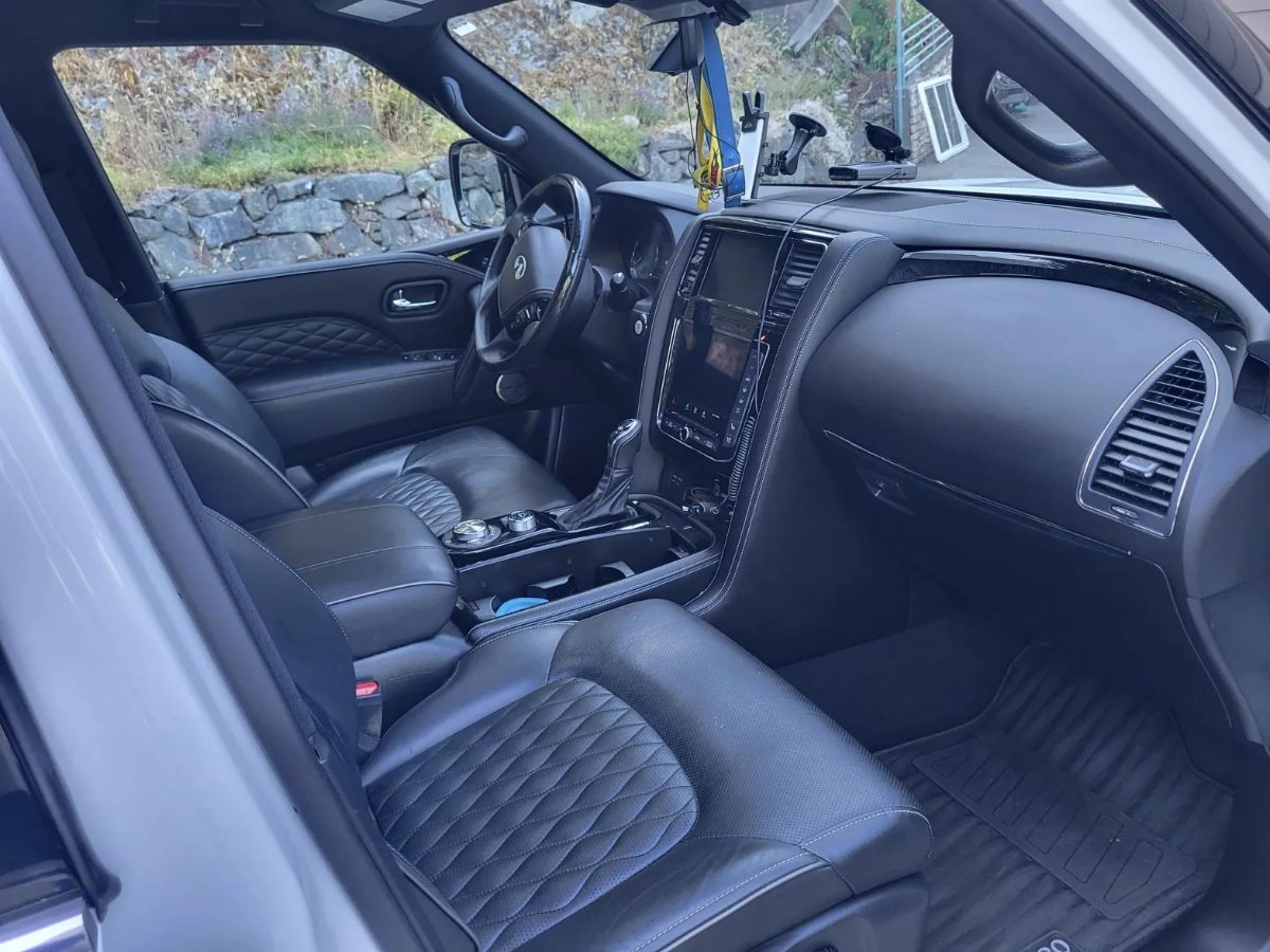Clean black leather SUV interior